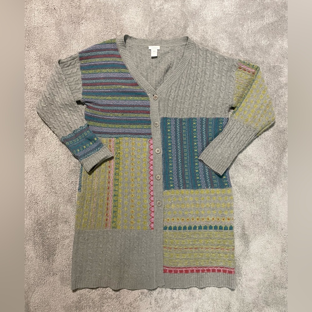 Sundance Wool Blend Cardigan Patchwork Womens Lar… - image 1